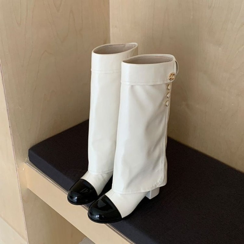 No Show Sock Women - Elegant Black White Spliced Knee High